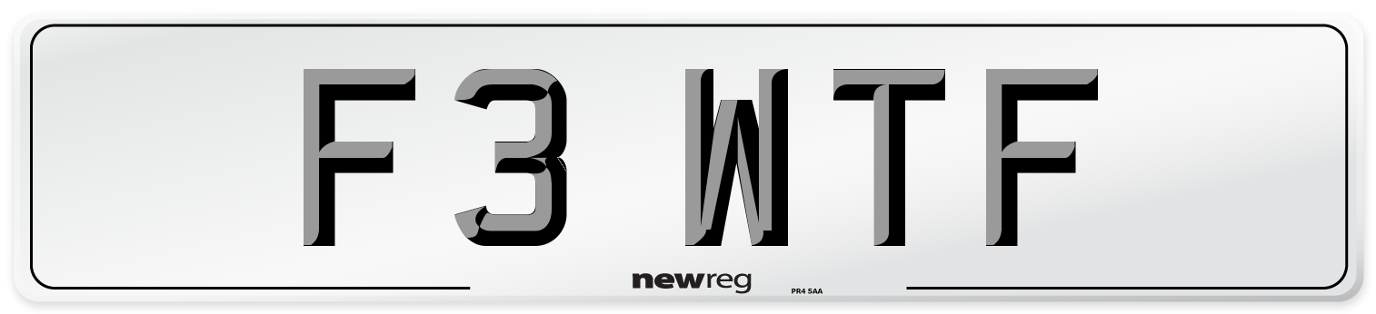 F3 WTF Number Plate from New Reg